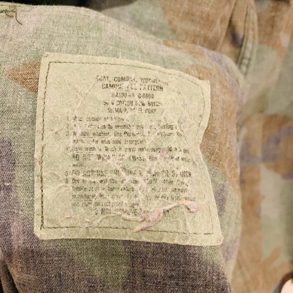Vintage US Army Combat Woodland Camo Field Jacket Shirt Hot Weather Coat XL - Picture 4 of 6